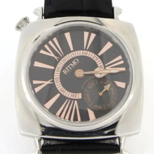 STAINLESS STEEL ROSE PLATED RITMO MUNDO WATCH WITH CRABON FACE